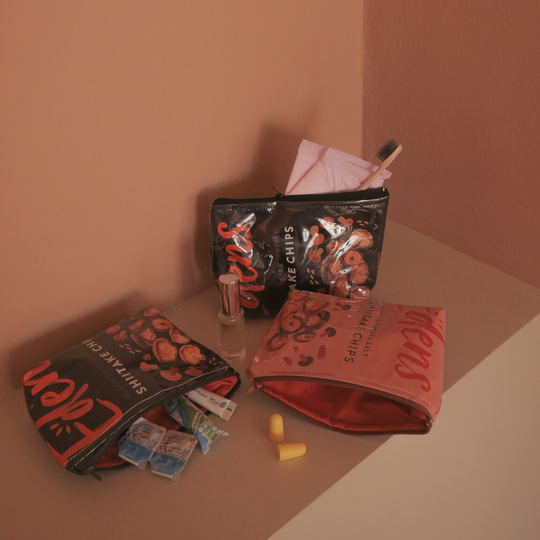 Bundle Upcycled Pouch (Pink & Black)